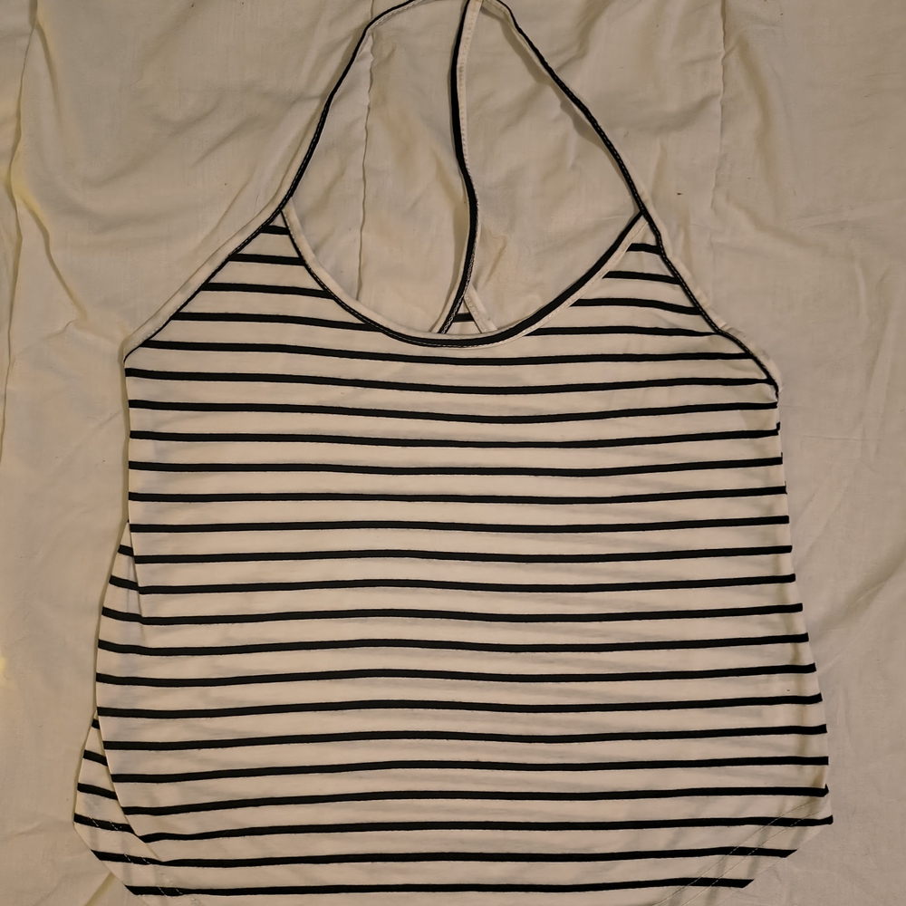 Hello Molly Black and White Striped Tank Top